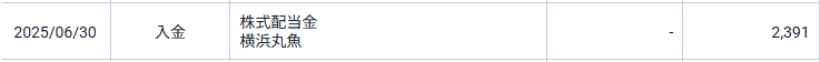 横浜丸魚の配当金