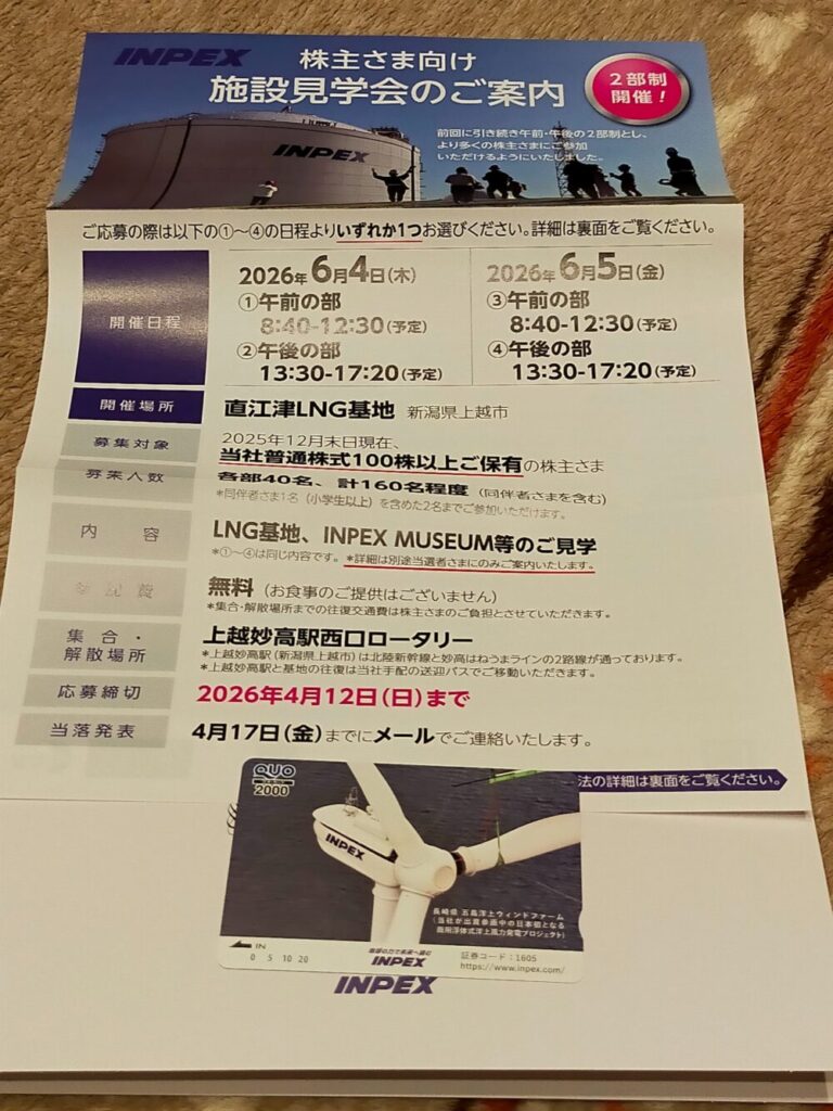 INPEXの優待品