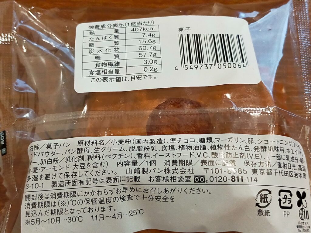 ゴロチョコ！メロンパンの栄養成分表