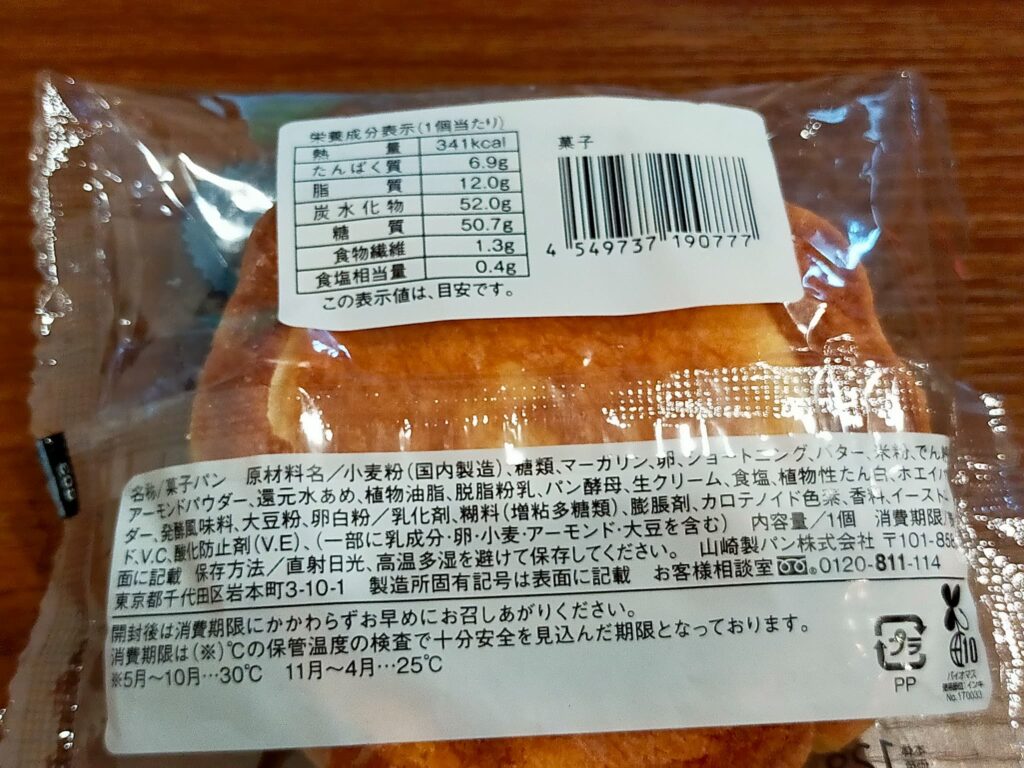 ふわサクっ！メロンパンの栄養成分表